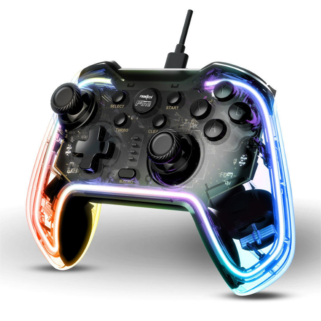 Frontech Fire Wired Gaming Pad | USB-C, Dual Vibration, RGB | PS3/PC/Android TV (GP-0001) Frontech Fire Wired Gaming Pad | USB-C, Dual Vibration, RGB | PS3/PC/Android TV (GP-0001)